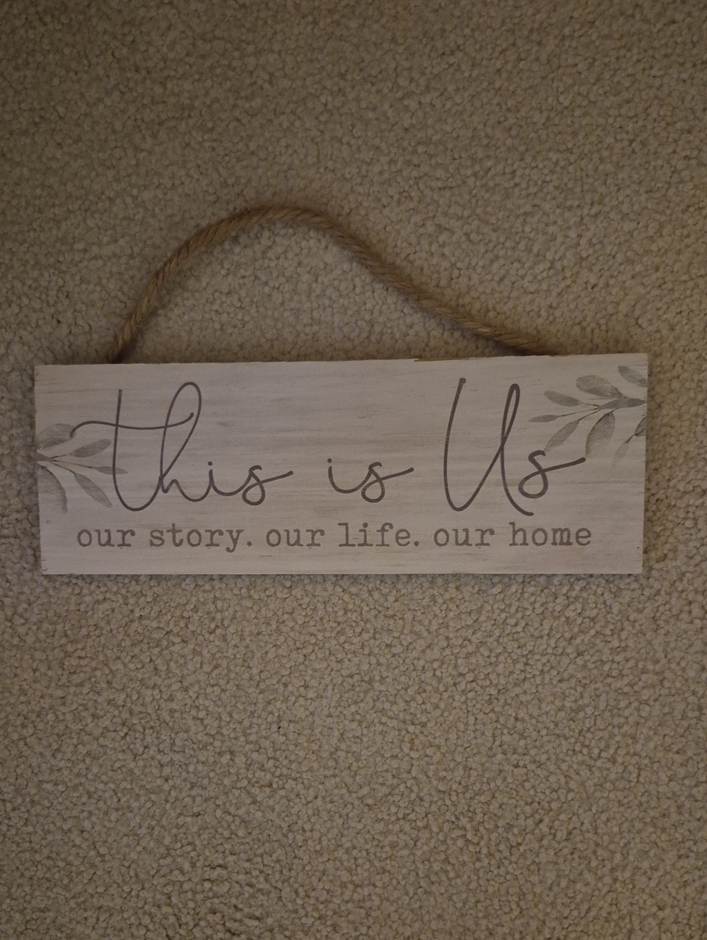 Ashland Neutral Wood 'This is Us' Wall Sign with Leaf Accents